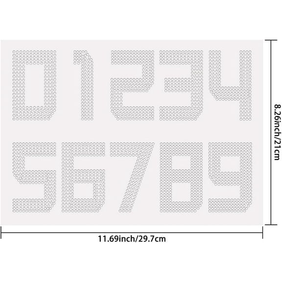 Hotfix Crystal Rhinestones Numbers Iron on Heat Transfer Bling 0-9 Self Adhesive Stickers