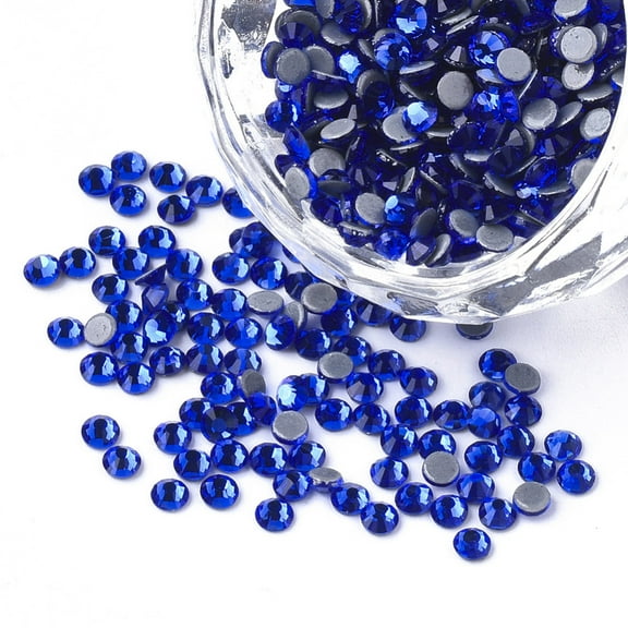 Hotfix Rhinestone Glass Rhinestone Flat Back Cabochons Half Round Cobalt SS10 2.7~2.8x1mm about 1440pcs/bag