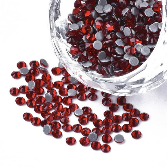 Hotfix Rhinestone Glass Rhinestone Flat Back Cabochons Half Round Light Siam SS10 2.7-2.8x1mm 1440pcs/bag
