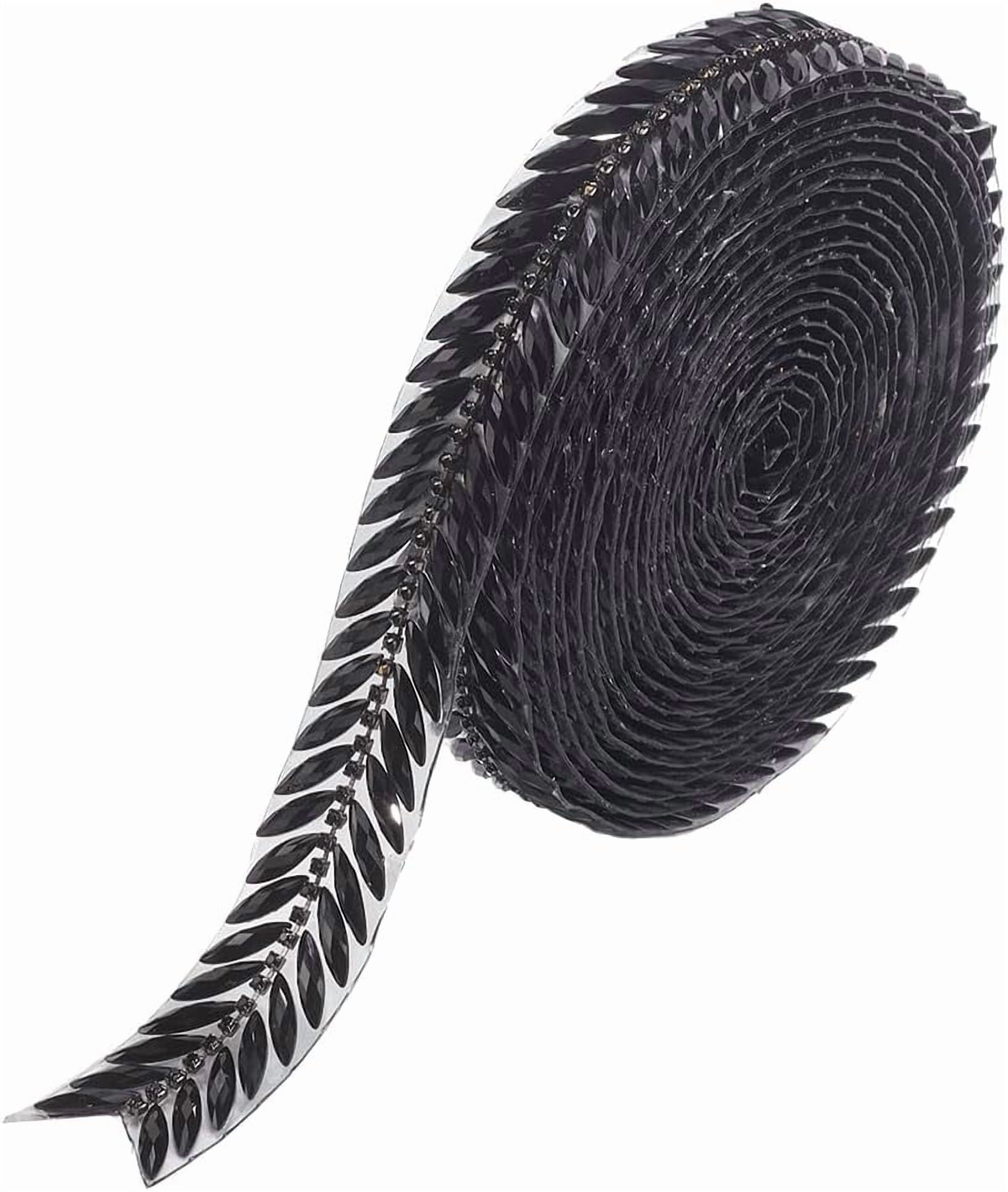 Hotfix Rhinestone(Hot Melt Adhesive On The Back) Rhinestone Trimming Garment Accessories Black 22mm 5yards/bundle