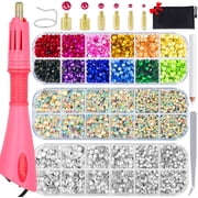 Hotfix Rhinestone Setter, Hot Fix Applicator Tool Bedazzler Kit with rhinestones, Kit, Hot Fixed Wand for Clothes Clothing Fabric Crafts, 5000 Pcs, AB Crystal, Clear, 3 Gems Sizes, Tips
