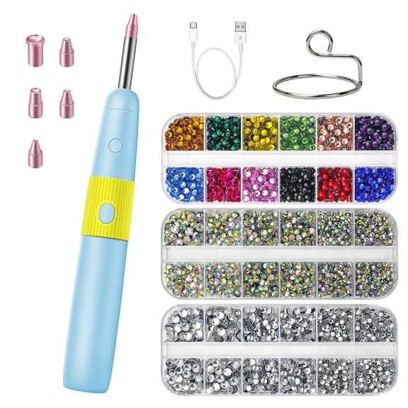 Hotfix Rhinestone Tool Vacuum Suction Drilling Pen Adjustable Heating Applicator Clothing Diy Ornament Gear Bonding Accessory Handmade Decorative Making Set ,Blue - One Size