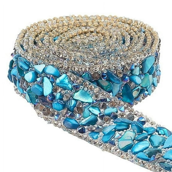 Hotfix Rhinestone with Shell Beads and Glass Trimming Crystal Glass Sewing Trim Rhinestone Tape Costume