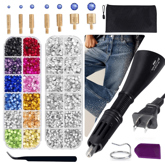 Hotfix Rhinestones Applicator Kit,Compatible,DIY Tool Kit, Hot Fix Rhinestone Setter Tool Kit, Heat Fixed Machine Gun Set For Clothes Fabric