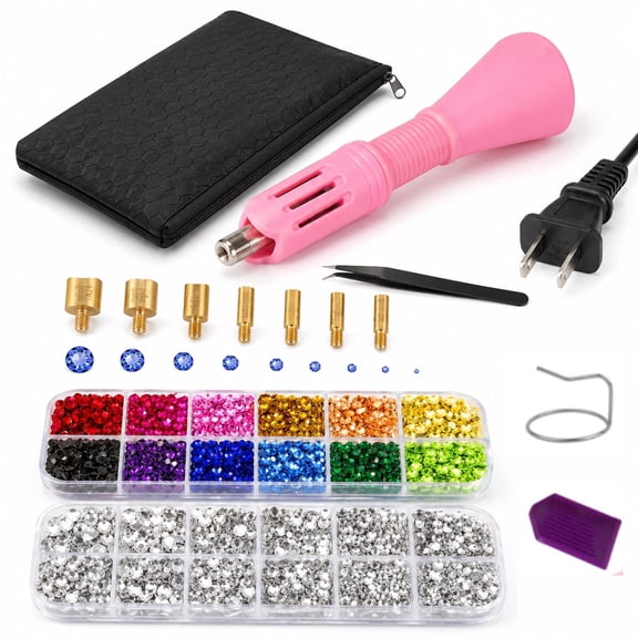 Hotfix Rhinestones Applicator Kit,Compatible with Bedazzler Kit With Rhinestones, Hot Fix Rhinestone Setter Tool Kit, Heat Fixed Machine Gun Set For Clothes Fabric Clothing Wood Cardstock Leather