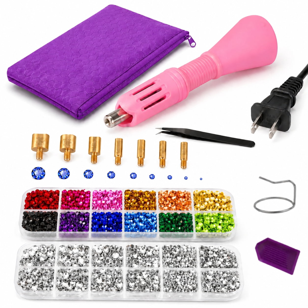Hotfix Rhinestones Applicator Kit,Compatible with Bedazzler Kit With Rhinestones, Hot Fix Rhinestone Setter Tool Kit, Heat Fixed Machine Gun Set For Clothes Fabric Clothing Wood Cardstock Leather