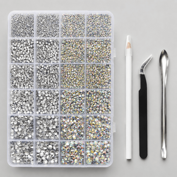 Hotfix Rhinestones Kit, Clear AB and Crystal, Mixed 5 Sizes