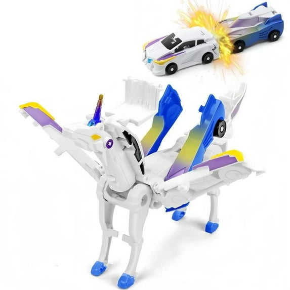 Magnetic Dinosaur Transformer Car Toy, 2-in-1 Magnetic Cars That Transfoo Flying Dragon and Unicorn, Automatic Collision Transforming Toy, Fun STEM Toy Birthday Gift for Boys & Girls Cozyvibes