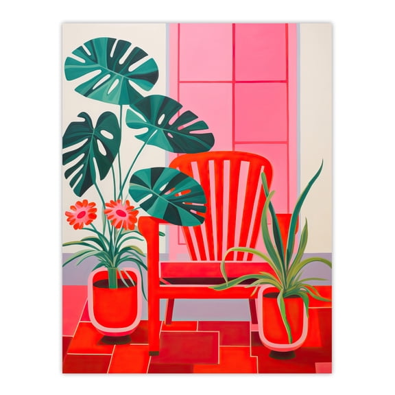 Hothouse Flowers Bright Red Pink Plants Unframed Wall Art Print Poster Home Decor Premium