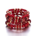 thumbnail image 1 of Hotian 4pcs Beaded Bracelet Jewelry Set Multilayer Boho Heart Charm Bracelet Pack for Women and Men Red, 1 of 4