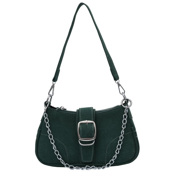 Hotian Handbag for Women Top Buckle Suede Shoulder Bags with Chain Purses Green