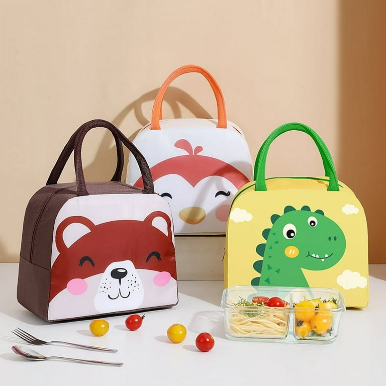 Hotian Insulated Lunch Bag for Women Men and Kids, Cartoon Dinosaur Totes Bag for School Work Picnic Hiking Beach Yellow, Girl's, Size: One Size