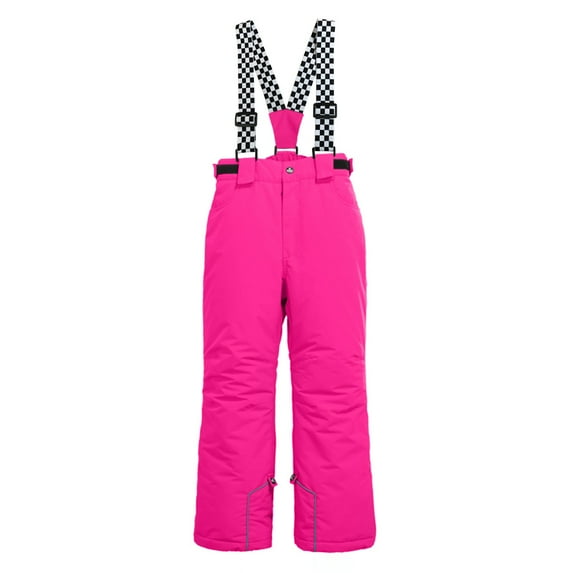Hotian Kids Snow Pants Insulate Winter Ski Bibs Salopettes Pants for Girls and Boys with Detachable Braces Hot Pink US12
