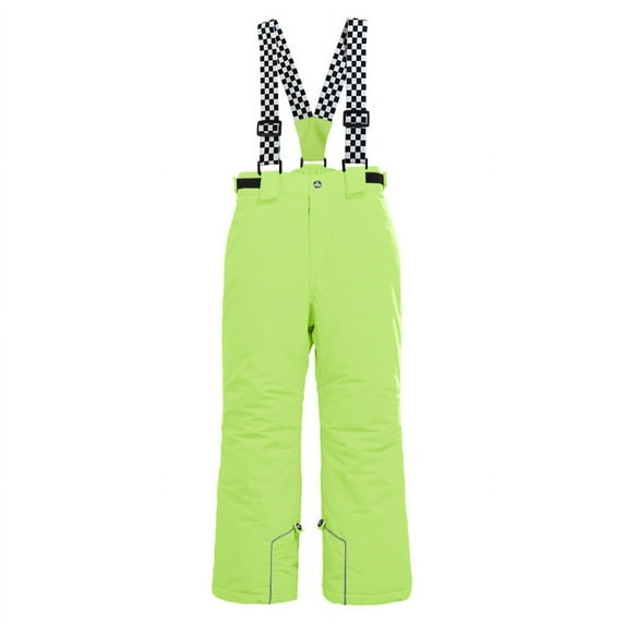 Hotian Kids Snow Pants Insulate Winter Ski Bibs Salopettes Pants for Girls and Boys with Detachable Braces Neon Green US8