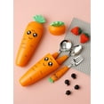 thumbnail image 1 of Hotian Kids Spoon and Fork Set 3pcs Pack with Box Stainless Steel Utensil Cartoon Carrot Flatware and Holder, 1 of 7
