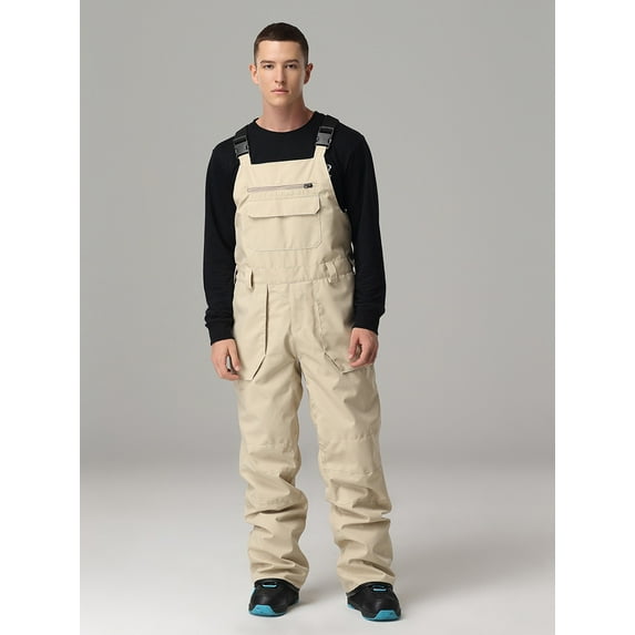 Hotian Men Insulated Ski Snow Bib Pants Outdoor Snowboarding Overalls Khaki S