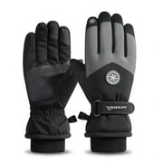 Hotian Waterproof Warm Ski Winter Gloves Men Insulated Snow Gloves for Skiing Snowboarding and Outdoor Sports Black