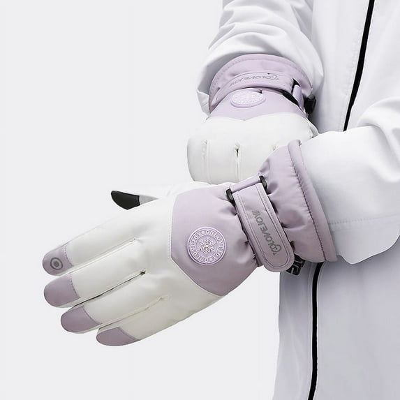 Hotian Waterproof Warm Ski Winter Gloves Women Insulated Snow Gloves for Skiing Snowboarding and Outdoor Sports Light Purple