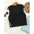 thumbnail image 1 of Hotian Women Cable Knit Sweater Vest V Neck Pullover Black S, 1 of 6