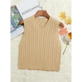 thumbnail image 1 of Hotian Women Cable Knit Sweater Vest V Neck Pullover Khaki S, 1 of 6