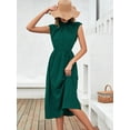 thumbnail image 1 of Hotian Women Dark Green Tie Waist Halter Shift Midi Formal Dress for St Patrick's Day (XS), 1 of 6