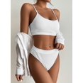 thumbnail image 1 of Hotian Women High Waisted Ribbed Cami Bikini Set White M-US8, 1 of 6