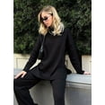 thumbnail image 1 of Hotian Women Solid Turtleneck Sweater Casual Long Sleeve Knitted Pullover Sweater Tops with Side Split Black M, 1 of 4