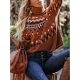 thumbnail image 1 of Hotian Women Turtleneck Pullover Sweater Raglan Sleeve Fairisle Geometric Holiday Jumper Knitwear Winter Sweaters Brown XS, 1 of 8