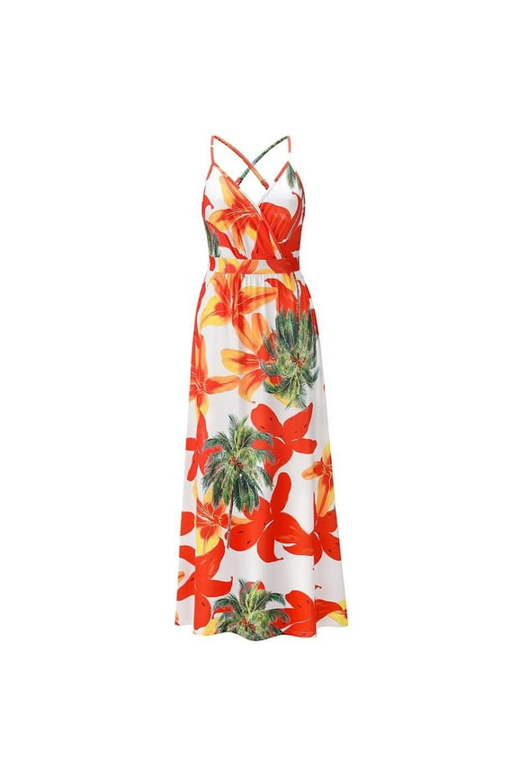 Women's Surplice Tropical Maxi Cami Summer Dress 2XL/US12-US14