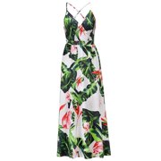Hotian Women's Surplice Tropical Maxi Cami Summer Dress L/US8