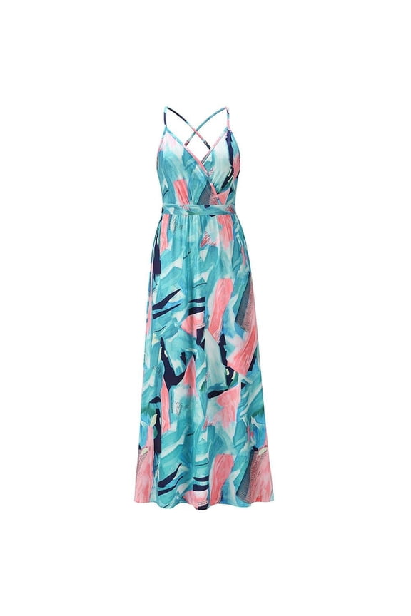 Women's Surplice Tropical Maxi Cami Summer Dress L/US8