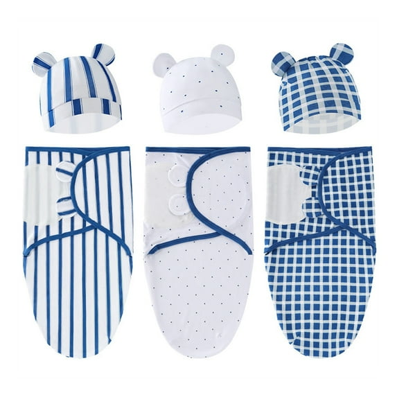 Hotiary 0-3M Baby Cute Pattern Swadding Clothes Infant Anti Startle and Jump Covers Newborn Delivery Room Towels with Hat