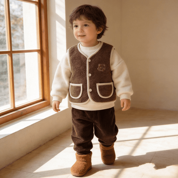 Hotiary 0-3T Baby Girls Boys Fall Winter Fleece Vest Fuzzy Fall Winter Warm Waistcoat Sleeveless Jacket With Pockets