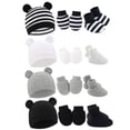 thumbnail image 1 of Hotiary 0-6 Months Baby Boys and Girls Hats，Mittens and Foot Cover Set Four Sets Newborn Baby Solid Color Cotton Sets, 1 of 5