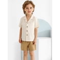thumbnail image 1 of Hotiary 1-5T Toddler Baby Boys 2 Pieces Cotton Linen Set Short Sleeve Button Down Shirt and Shorts Set Summer Outfits, 1 of 8
