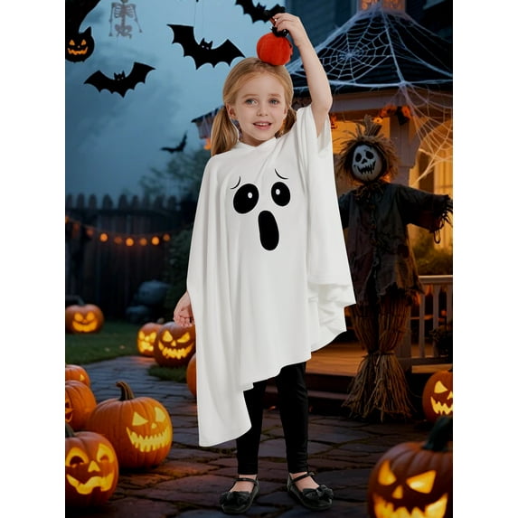 Hotiary 1-6Y Kids Halloween Ghost Costumes White Cloak + Pant Toddler Boys Girls Cosplay Party Fancy Dress Cloak Costume 2Pcs Halloween Outfits