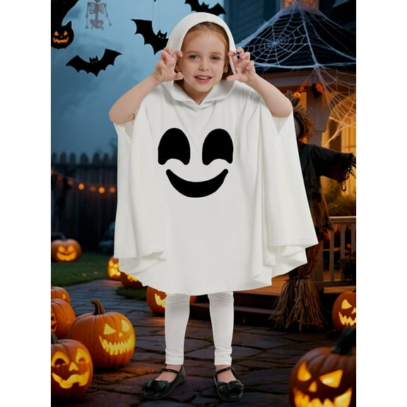 Hotiary 1-6Y Kids Halloween Ghost Costumes White Cloak + Pant Toddler Boys Girls Cosplay Party Fancy Dress Cloak Costume 2Pcs Halloween Outfits