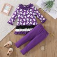 thumbnail image 1 of Hotiary 1-8T Toddler Kids Halloween Outfit Girls' Elf Printed Lace Sleeves Pullover and Stripe Long Pants Two-Piece Set, 1 of 13