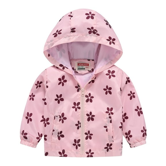 Hotiary 1-8T Toddler Kids Thin and Light Hooded Jacket Girls Spring and Autumn Cute Pattern Casual Outdoor Coat
