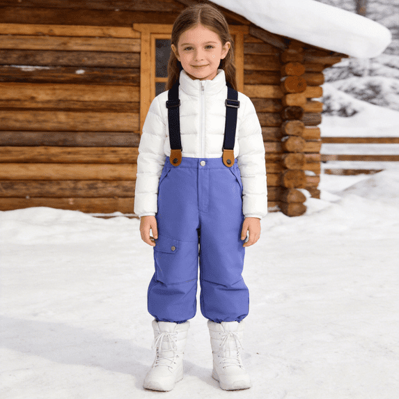 Hotiary 2-6Y Toddler Baby Boys Girls Winter Warm Thicken Bib Pants Windproof Ski Snow Pant With Pockets