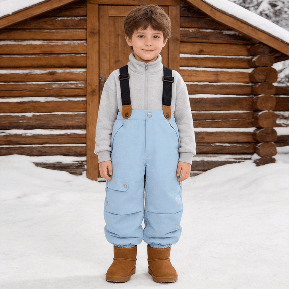 Hotiary 2-6Y Toddler Baby Boys Girls Winter Warm Thicken Bib Pants Windproof Ski Snow Pant With Pockets