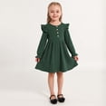 thumbnail image 1 of Hotiary 2-7Y Girls Fall Winter Casual Ribbed Knit Dresses Ruffle Long Sleeve Sweater Dress Button Party Holiday Dress, 1 of 8