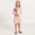 thumbnail image 1 of Hotiary 2-7Y Girls Fall Winter Casual Ribbed Knit Dresses Ruffle Long Sleeve Sweater Dress Button Party Holiday Dress, 1 of 8