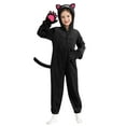 thumbnail image 1 of Hotiary 3-10T Kids Halloween Hooded Jumpsuits Cat Costume Girls Boys Animal Cosplay Party Zipper Romper with Gloves, 1 of 7