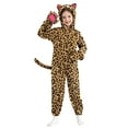 thumbnail image 1 of Hotiary 3-10T Kids Halloween Hooded Jumpsuits Cat Costume Girls Boys Animal Cosplay Party Zipper Romper with Gloves, 1 of 6
