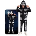 thumbnail image 1 of Hotiary 3-12Y Boys Girls Halloween Reflective Skeleton Costumes Zip Up Jumpsuit Kids Long Sleeve Hooded Romper Holiday Dress Up Outfits, 1 of 8