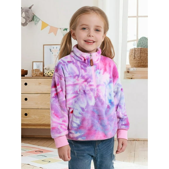 Hotiary 3-9T Girls Winter Fall Casual Fleece Hoodie Half Zipper Sweatshirt Long Sleeve Stand Collar Jacket Holiday Pullover Top