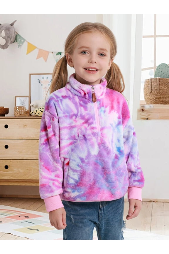 3-9T Girls Winter Fall Casual Fleece Hoodie Half Zipper Sweatshirt Long Sleeve Stand Collar Jacket Holiday Pullover Top