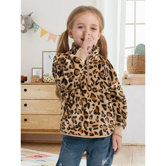 Hotiary 3-9T Girls Winter Fall Casual Fleece Hoodie Half Zipper Sweatshirt Long Sleeve Stand Collar Jacket Holiday Pullover Top
