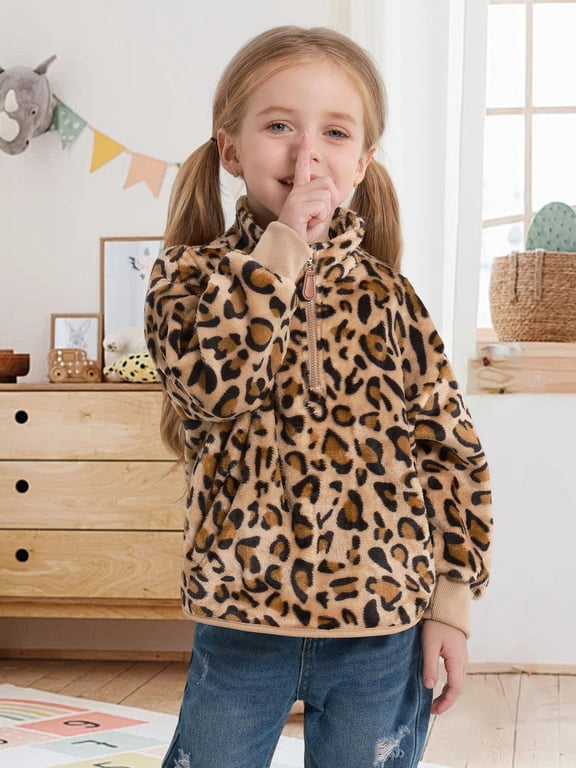 3-9T Girls Winter Fall Casual Fleece Hoodie Half Zipper Sweatshirt Long Sleeve Stand Collar Jacket Holiday Pullover Top